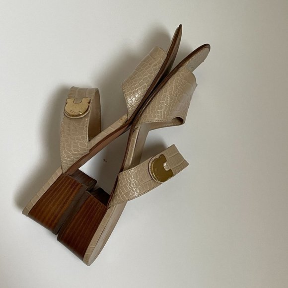 Salvatore Ferragamo Cream and Tan Sandals with H-Style Straps - Picture 6 of 15